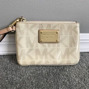 Michael Kors White MK Wristlet